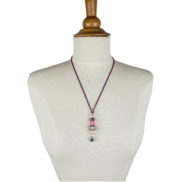 SAQ Handmade Glass Bead Heart Necklace Satin Cord Lanyard Valentine's Day - Picture 10 of 10